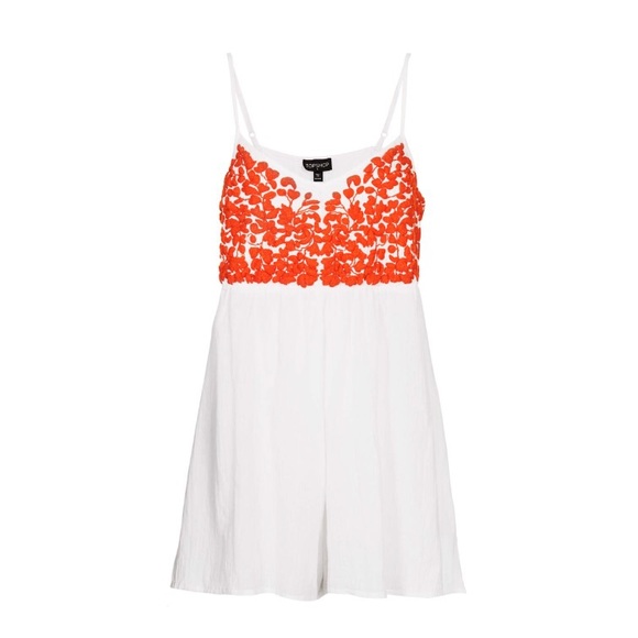 Topshop Pants - Topshop White Embroidered Bohemian Cotton Romper Jumper Size Small 4/6